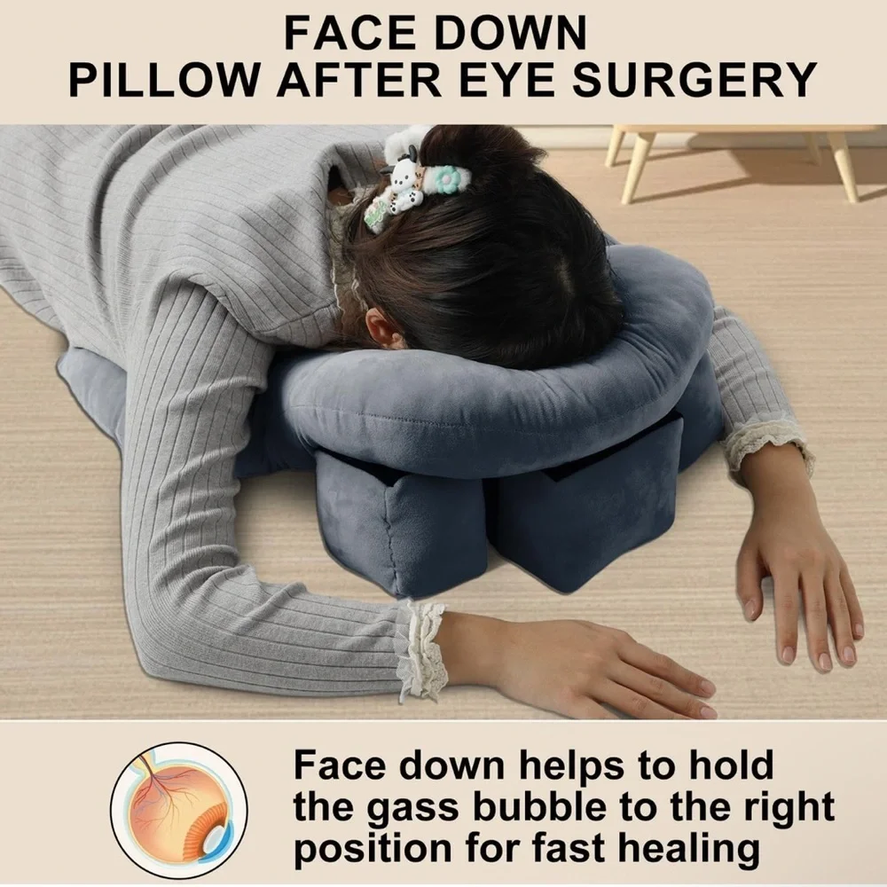 Auliaory Face Down Pillow After surgery, Gray U-Shaped Travel Pillow